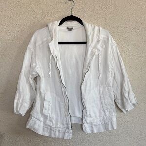 J. Jill White Hooded Utility Jacket with Zip Front